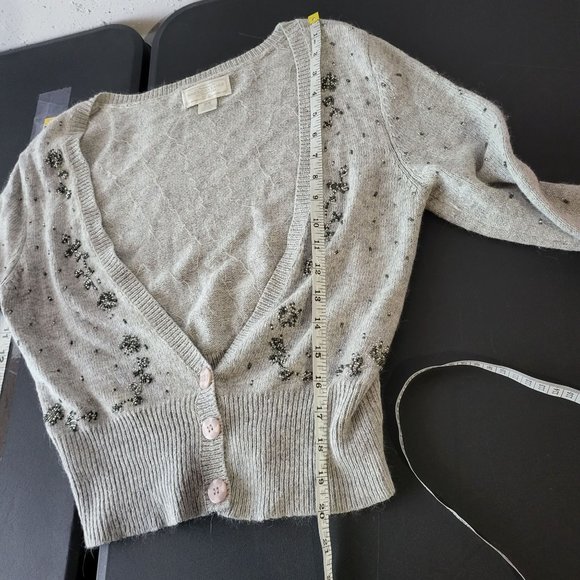 American Eagle Womens Angora Beaded Cropped Cardigan Sweater Medium Y2K - Picture 9 of 9